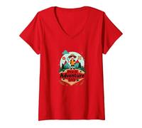 Explorateur de Plein air Pre-K Adventure Boy Wilderness Seeker T-Shirt avec Col en V, Femme, Rouge, S