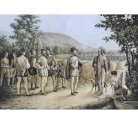 Explorateur français Jacques Cartier rencontre avec les Amérindiens de la nation iroquoise à Hochelaga (Montréal moderne Canada) 2 octobre 1535. Jacques Cartier 1491 - 1557. Après une œuvre de 1850