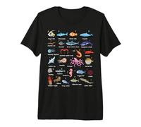 Exploration de la Vie océanique A-Z - Alphabet créatures Marines T-Shirt Haut de Gamme