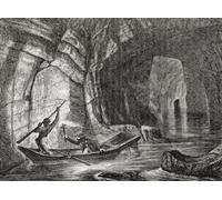 Exploration du Styx une rivière souterraine dans le parc national de Mammoth Cave au centre-ouest du Kentucky aux États-Unis d'Amérique vu ici au 19ème siècle. Le plus long système de grottes connu