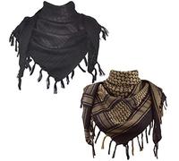 Explore Land Écharpe militaire Shemagh en coton pour Keffiyeh, Noir, noir et marron, taille unique