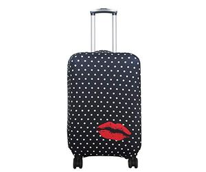 Explore Land - Luckiplus Spandex - Housse de protection de bagages à roulettes - Pour valises de 46 à 81 cm, Polkadot (Noir) - 10408004