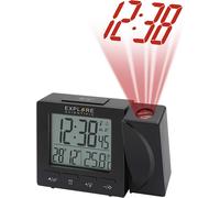 Explore Scientific Horloge radio-contrôlée RDP1001 avec projection de l'heure Noir