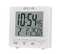 Explore Scientific RDC1005 Horloge radiocommandée de Voyage, Double Alarme, Snooze, Calendrier, Blanc