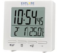 Explore Scientific RDC1005 Horloge radiocommandée de Voyage, Double Alarme, Snooze, Calendrier, Blanc