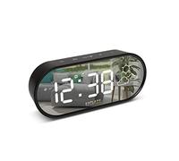 Explore Scientific Horloge RDC2002 – miroir, température, icônes météo, double réveil, USB, noir