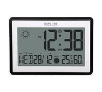 Explore Scientific RDC8002CM3000 Horloge Murale ou de Table Radio-contrôlée, Phases lunaires, température intérieure et humidité, Crochet pour Mur et Support de Bureau, Noir