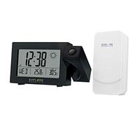 Explore Scientific RPW3008, Horloge de Projection avec Heure radiocommandée et prévisions météo, Double Alarme, Port USB pour recharger Le téléphone, capteur de température Interne Inclus, Noir