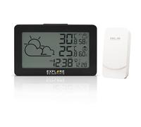 EXPLORE SCIENTIFIC WSH-4002-Station météo, horloge radiocommandée, température et humidité intérieure et extérieure, écran LCD rétroéclairé, couleur noire