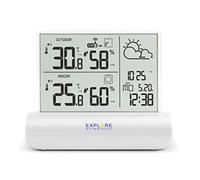 Explore Scientific WSH4501 Station météo avec Affichage en Verre Transparent, Pression barométrique, température et humidité intérieure et extérieure, capteur Inclus, Blanc