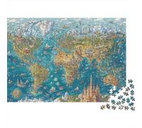 Explorer Carte Puzzle 1000 pièces Monde pour Adultes épais Papier éducatif Puzzle géographie Mur décoration détente 70x50cm/1000pcs