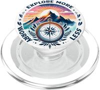 Explorez Plus de Montagnes Compass Moins de soucis PopSockets PopGrip pour MagSafe