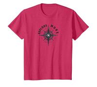 Explorez Plus de Voyages d'aventure Compass Rose T-Shirt, Enfant, Rouge Chiné, 6 Ans