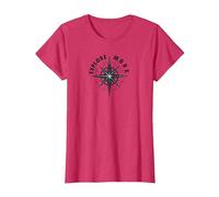 Explorez Plus de Voyages d'aventure Compass Rose T-Shirt, Femme, Rouge Chiné, XS