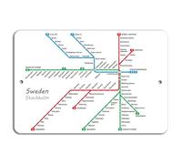 Explorez Stockholm : plan de métro élégant sur enseignes en métal affiche vintage metal deco 12x8 inch/30x20cm