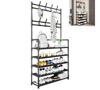 Explorinox Vestiaire d'Entrée, Porte Manteau sur Pieds avec 5 Niveaux, Meuble d'Entrée pour Chapeaux, Manteaux et Chaussures, Rangement Efficace et Autoportant, Design Minimaliste