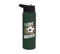 Explosion de balle vibrante d'I Love Soccer Stainless Steel Insulated Water Bottle