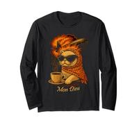 Explosion de café Mon Dieu Retro Cat Manche Longue