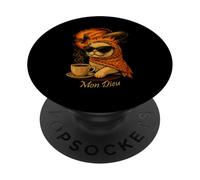 Explosion de café Mon Dieu Retro Cat PopSockets PopGrip Adhésif