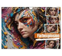 Explosion de couleurs - Une année pleine de visages colorés (calendrier mural 2026 DIN A4 paysage) - Calendrier mensuel CALVENDO