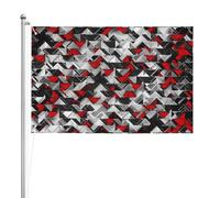 Explosion géométrique noire et rouge,Drapeau de jardin, bannière décorative, drapeau double face, 2 x 3 pieds, pour extérieur et intérieur