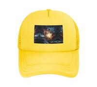 Explosion of The Earth Casquette de baseball réglable en maille avec imprimé Noir Unisexe, Jaune, taille unique