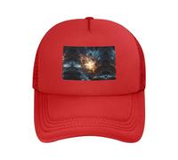 Explosion of The Earth Casquette de baseball réglable en maille avec imprimé Noir Unisexe, Rouge, taille unique