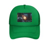 Explosion of The Earth Casquette de baseball réglable en maille avec imprimé Noir Unisexe, Vert, taille unique