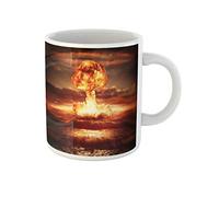 Explosion Rouge D'Une Bombe Nucléaire Dans L'Océan Champignon Jaune Tasse À Café Unique Mug Céramique Tasse À Thé Idée Cadeau Pour Anniversaire Noël Pâques 330Ml
