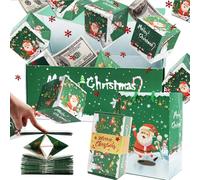 Explosion Wrap-Pop Up Surprise Money Box Christmas, Christmas Money Explosion Box with Confetti Cash Luxury for Birthday Anniversary Valentine Proposal Surprise Your Loved Ones (Green,20 boxes)