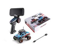 ExploTex 1/64 Scale FPV Mini RC Truck, appariement automatique, modèle entièrement proportionnel avec caméra (télécommande + écran inclus dans la livraison/RTR/bleu), pour une expérience de conduite