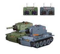 ExploTex Mini réservoir de bataille RC Échelle 1/64 2,4 G avec mode de combat infrarouge, tour rotative et piste drive, jouet militaire, cadeau pour adultes et adolescents (vert + gris)