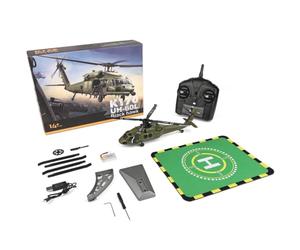ExploTex Wltoys K170 Black-Hawk UH-60L 170 Hélicoptère radiocommandé, taille 4CH, sans barre de flybar, avec levier d'accélérateur réglable gauche et droite (version RTF)