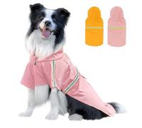 ExploureU Manteau de pluie pour chien, réglable, imperméable, léger, avec bandes réfléchissantes, facile à entrer (rose, XL)