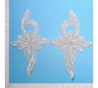 Expo International Lot de 2 appliques à paillettes en forme d'étoile florale - Cristal - Aurore boréale