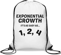 Exponential Growth It's As Easy As Easy As 1 2 4 Sac de gym et de mathématiques avec cordon de serrage Blanc