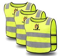 Exporee Gilet Jaune Enfant, 3 pièces Gilet Sécurité Enfants, Réflecteur Haute Visibilité Sécurité Gilet, Respirant Taille Universelle gilet reflechissant enfant pour Garçons et Filles