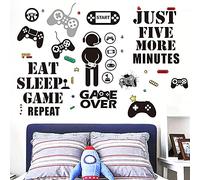 Exporee Jeu Autocollants Muraux, 36pcs Game Zone Stickers Muraux Amovible Gaming Decor Vinyle Autocollants Jeu Art Décorations pour Garçons Filles Salle De Jeux À La Maison