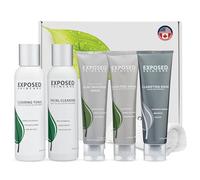 Exposed Skin Care Kit de traitement de l'acné - Solution naturelle contre l'acné pour le visage, tous les types de peau et tous les âges - Contient détergent, tonique, sérum, sérum, masque, chiffon
