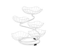 Exposition de fruits, Support de panier de fruits élégant à 5 niveaux for centre de table de cuisine, panier doré à 5 niveaux(White 5 Basket_Medium)
