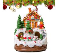 Exposition du village de Noël, maisons du village de Noël, village de Noël illuminé avec musique | Ballon à neige musical, affichage de scène de ville de Noël, figurines de village de Noël pour