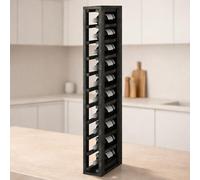 Expovinalia Casier à Vin Vertical en Bois pour 10 Bouteilles - Meuble Range Bouteille Type Wine Rack, Étagère à Vin, Porte Bouteilles Bois, Rangement Vin Élégant 105 x 13 x 32 cm Chêne Pin Noir