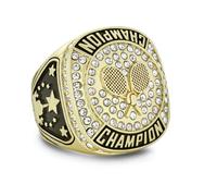 Express Medals Champion Trophée de tennis doré avec chaîne de cou et anneaux de championnat