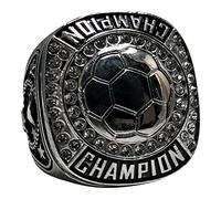 Express Medals Lot de 12 anneaux de trophée de football Champion avec chaîne de cou et support équipe PK S, métal non précieux, oxyde de zirconium