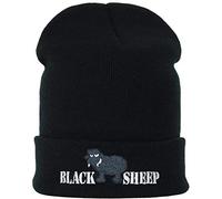 EXPRESS-STICKEREI Bonnet en Tricot Heavy Metal Black Sheep - Bonnet d'Hiver en Laine, Streetwear, Marin, à Revers, de Travail, Beanie, Motif