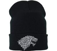 EXPRESS-STICKEREI Bonnet en Tricot Maison Stark - G-O-T House of Stark avec tête de Loup Bonnet d'hiver en Laine/Bonnet en Tricot Unisexe, avec Motif de tête de Loup, Style Streetwear