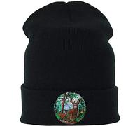 EXPRESS-STICKEREI Bonnet Premium Avec Motif de Cerf - Accessoire d'Hiver Pour Chasseur - Broderie Pour Les Amoureux de la Nature | Noir