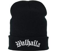 EXPRESS-STICKEREI Bonnet Tricoté Walhalla | Accessoire Viking Guerrier d'Odin | Bonnet d'Hiver en Laine Unisexe | Style Nordique | Taille Unique