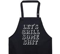 EXPRESS-STICKEREI Tablier cuisine homme ajustable avec broderie humoristique LET'S GRILL SOME SHIT pour les maîtres du grill. Idée cadeau pour les fans de barbecue
