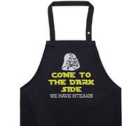 EXPRESS-STICKEREI Tablier cuisine homme avec humour: Come to the dark side - we have STEAKS Ajustable avec poche, cadeau pour les amateurs de viande
